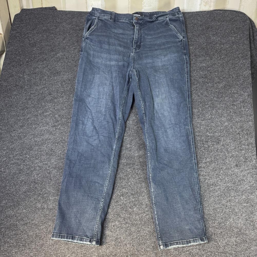 Rsq Beach Pants Mens Large Blue Denim Stretch Relaxed Fit Zip Fly Straight Leg